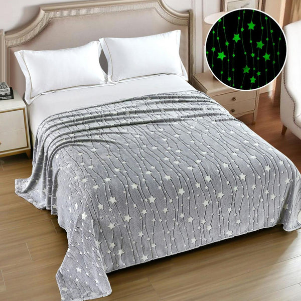 Paturi Pufoase Fosforescente Pat Dublu Gri Stelute PCD102