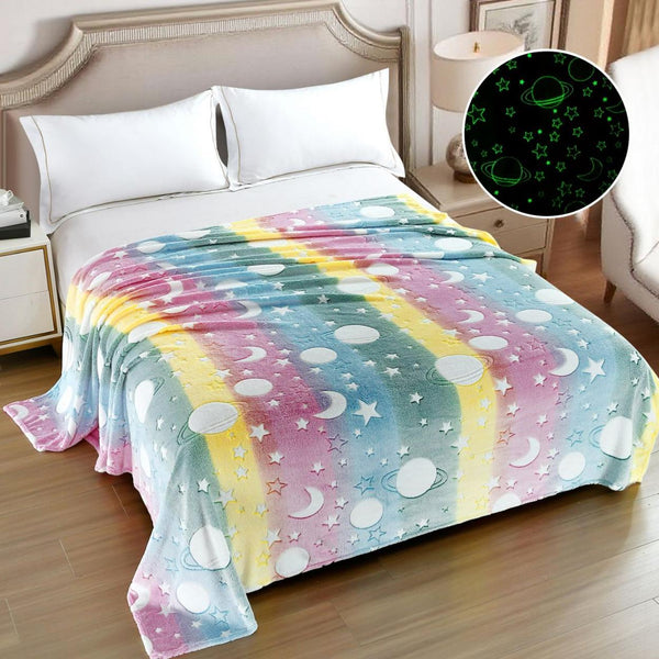 Paturi Pufoase Fosforescente Pat Dublu Multicolore Stelute Semiluna PCD110