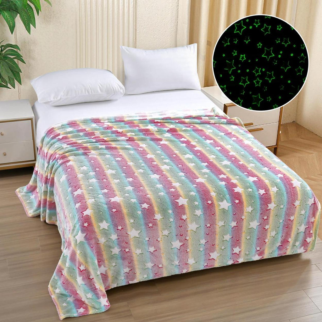 paturi pufoase fosforescente pat dublu multicolor stele PCD117