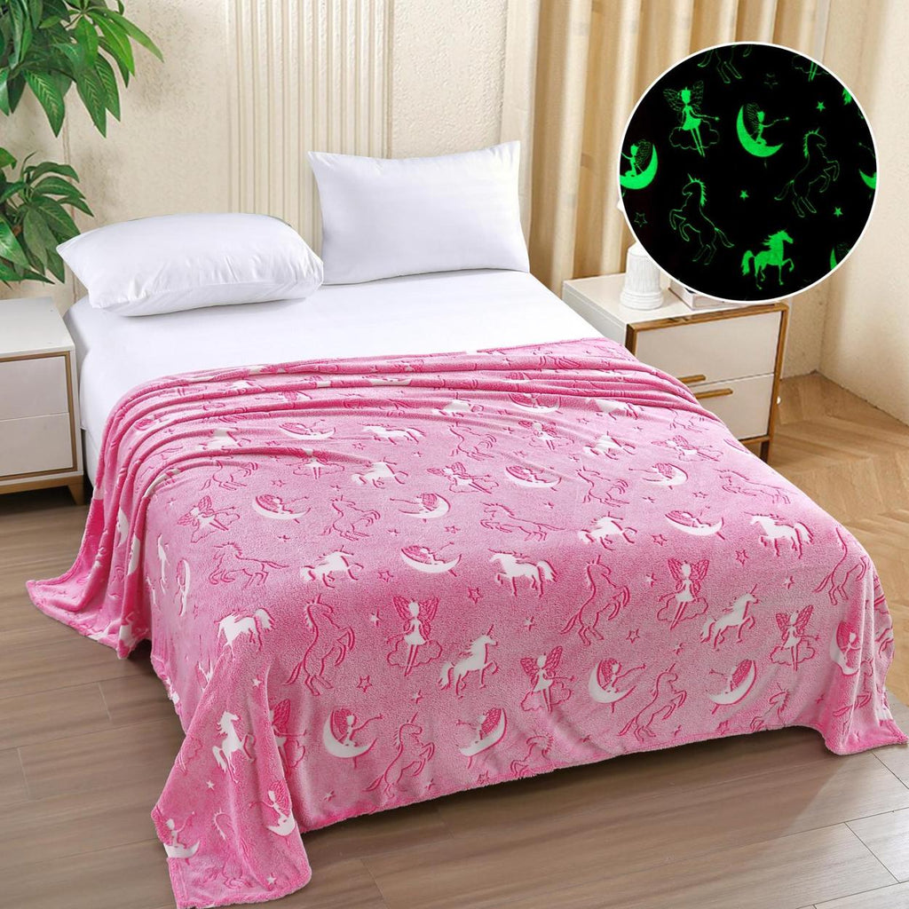 paturi pufoase fosforescente pat dublu roz unicorni zane PCD120