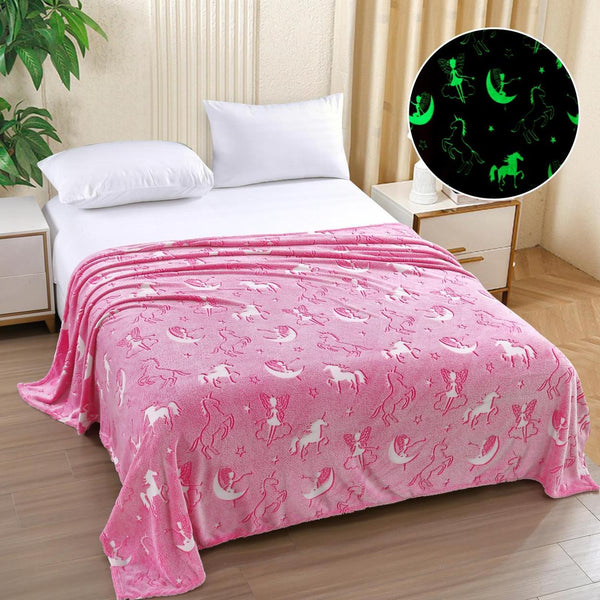 paturi pufoase fosforescente pat dublu roz unicorni zane PCD120