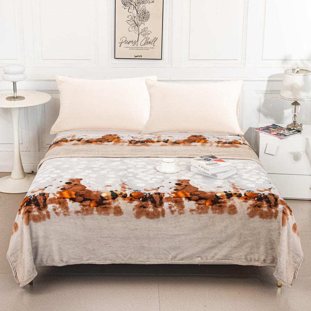 Paturi Pufoase Pat Dublu Gri Bej Peisaj Sarbatoare Ursuleti PCA252