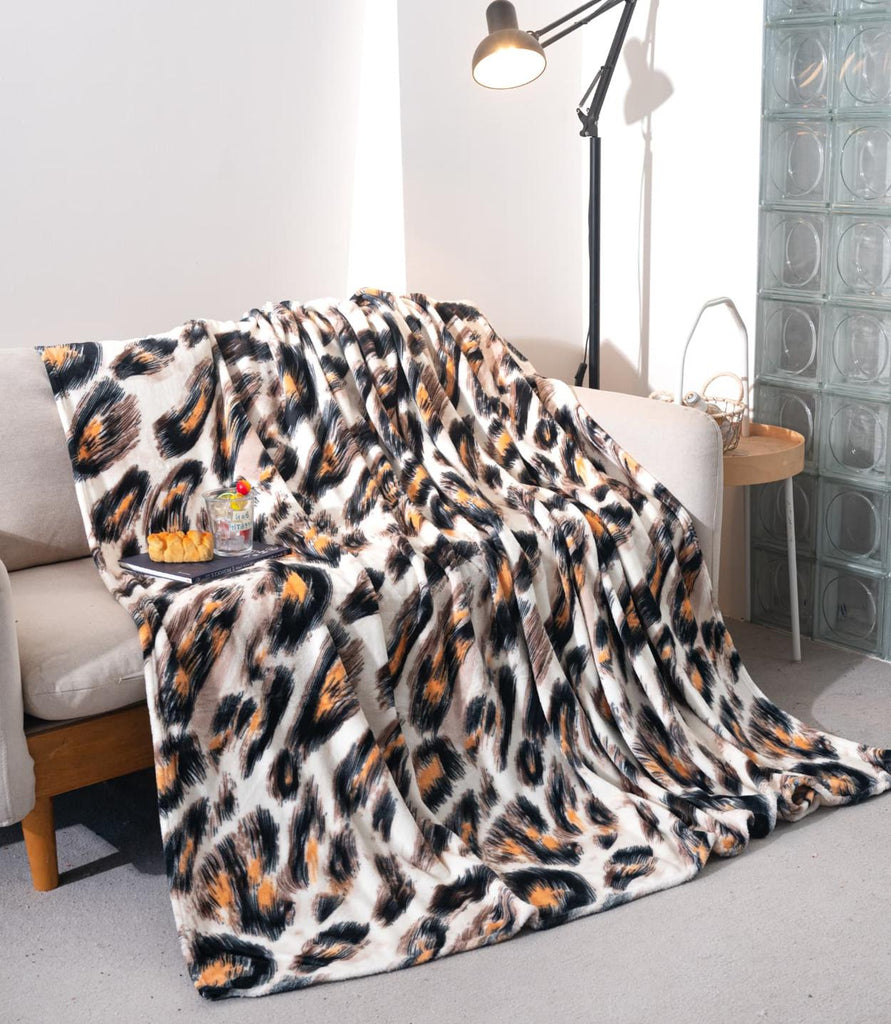 Paturi Pufoase Pufoase Pat Dublu Crem Maro Animal Print PCA105