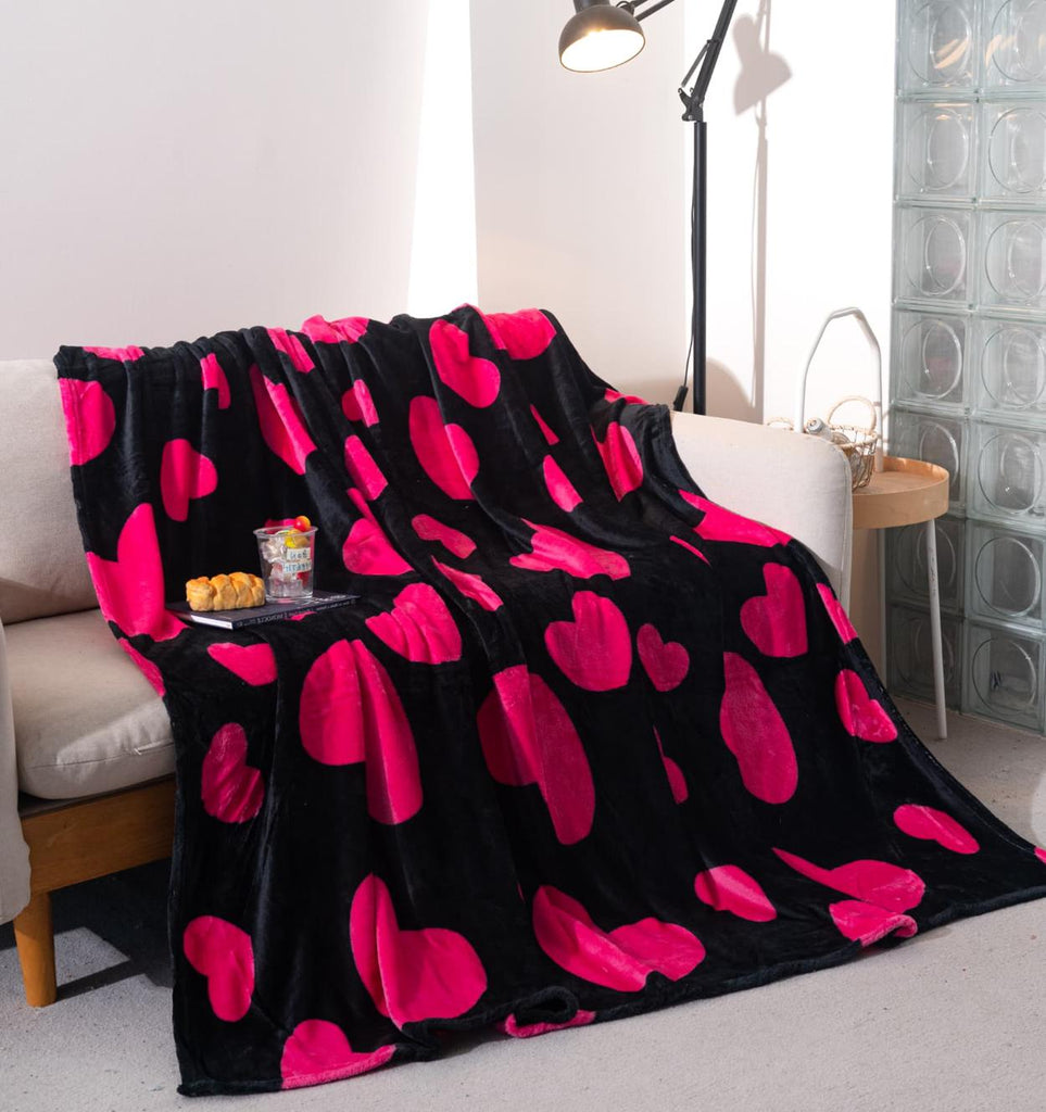 Paturi Pufoase Pufoase Pat Dublu Negre Inimioare Roz PCA101