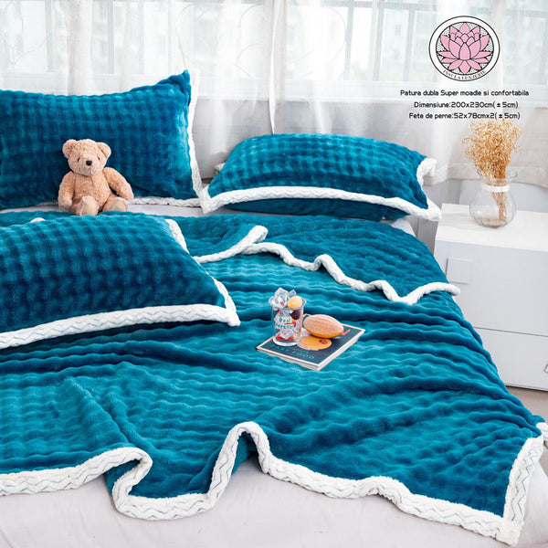 Paturi Cocolino Pufoase Pat Dublu Albastre PCA302