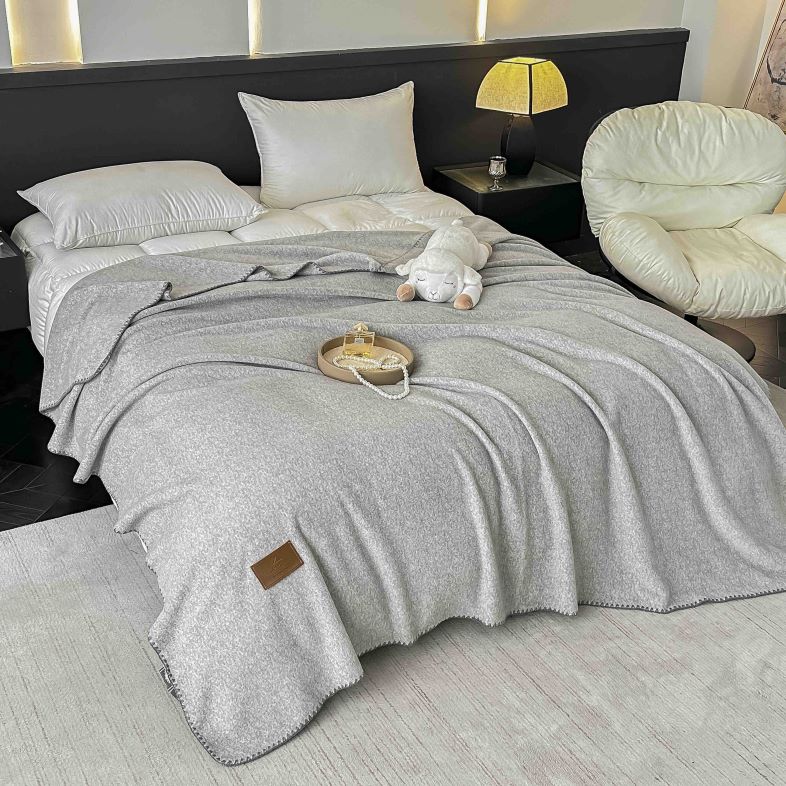 Paturi Pufoase Microfibra Fleece Pat Dublu Gri Melanj Uni PCJ809