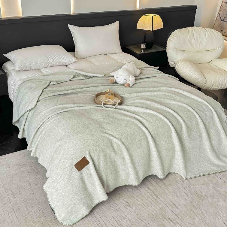 Paturi Pufoase Microfibra Fleece Pat Dublu Verde Deschis Melanj Uni PCJ807