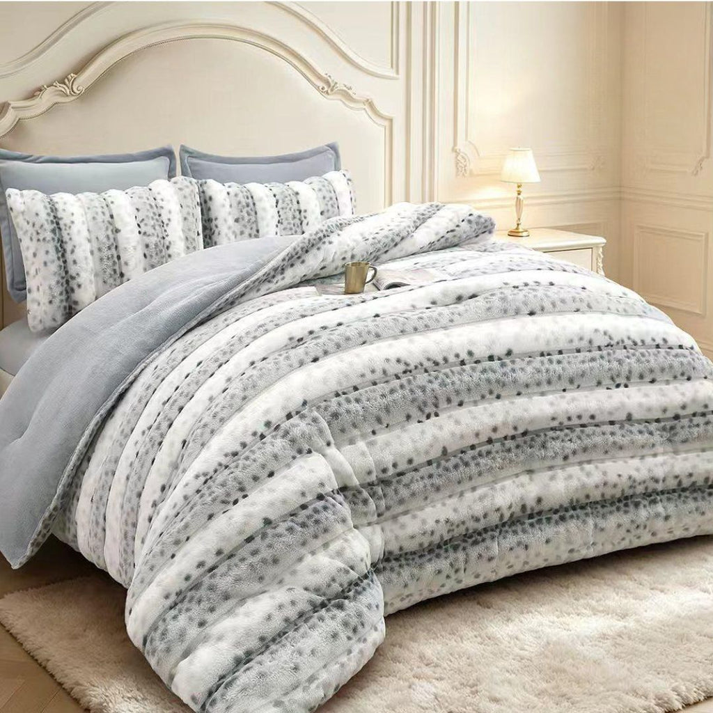 Pilote Groase Cocolino Blanita Iepure Premium Pat Dublu 6 Piese Gri Deschis PCY601