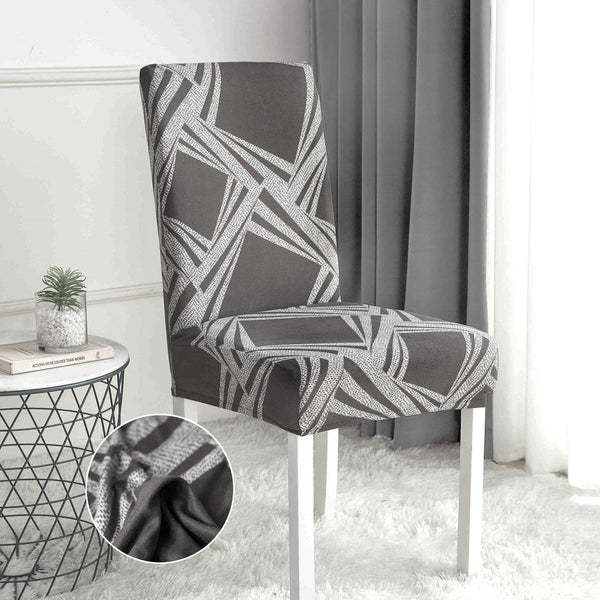 Set 6 Huse Scaune Elastice Gri Geometric HME56H1