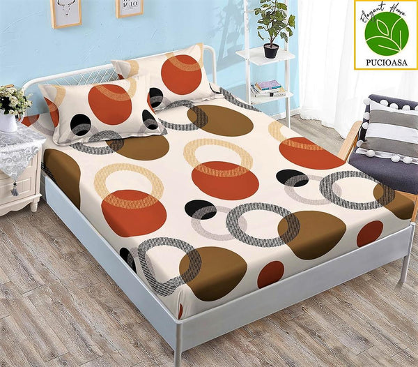 Huse Saltea cu Elastic Bumbac Finet Pat Dublu Multicolor Geometric CFN88