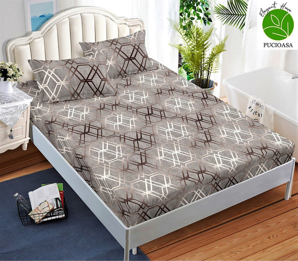 Huse Saltea cu Elastic Bumbac Finet Pat Dublu Gri Abstract CFN342