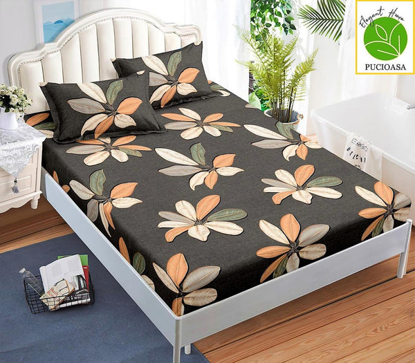 Huse Saltea cu Elastic Bumbac Finet Pat Maro Floral CFN195