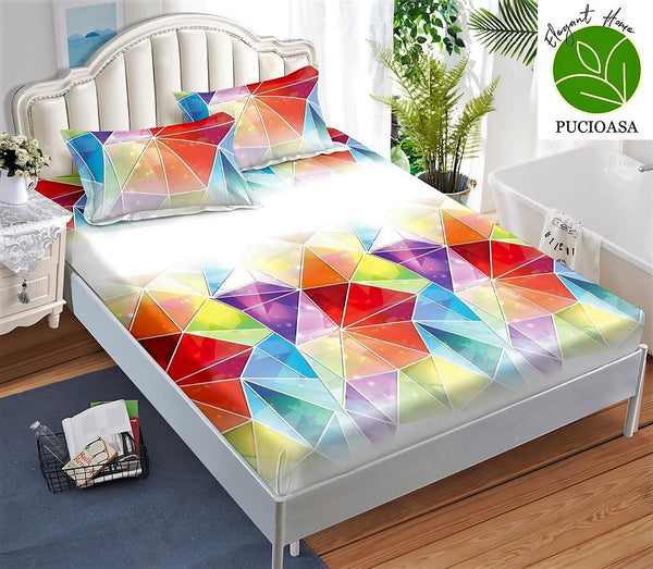 Huse Saltea cu Elastic Bumbac Finet Pat Dublu Multicolor Abstract CFN350