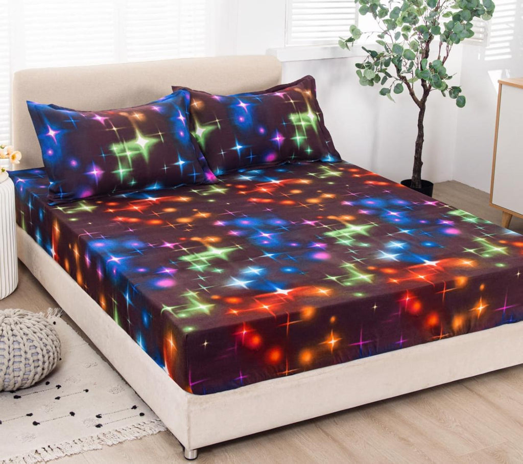 Cearceafuri cu Elastic Bumbac Finet Pat Dublu Multicolor CFN723