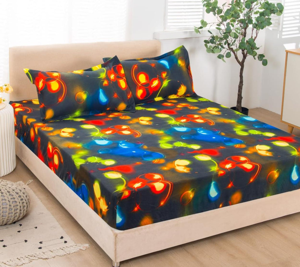 Cearceafuri cu Elastic Bumbac Finet Pat Dublu Multicolor CFN718