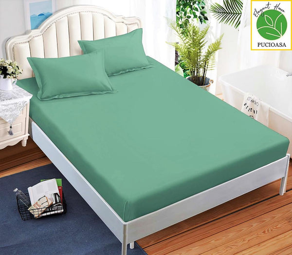 Huse Saltea cu Elastic Bumbac Finet Pat Dublu Turcoaz Uni CFN163