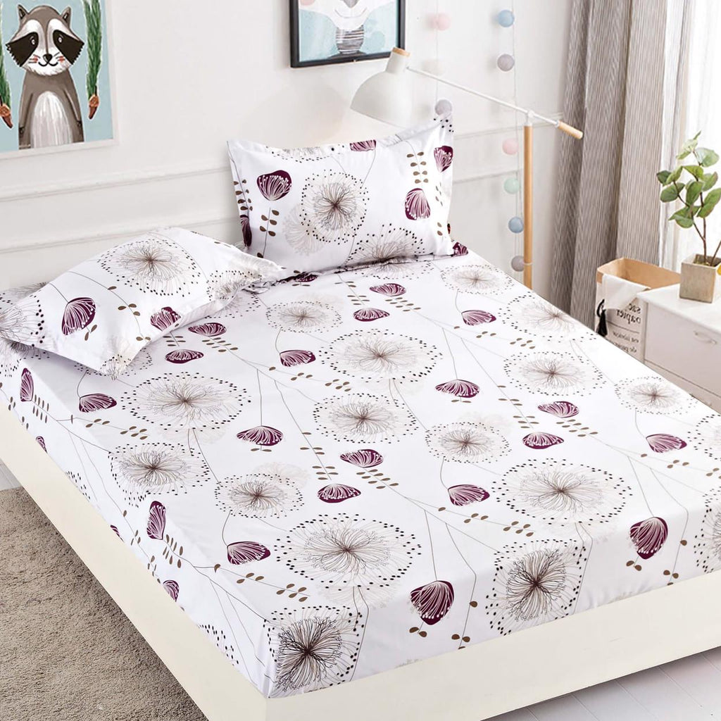  Huse cu Elastic Bumbac Finet o Persoana Alb Flori CFS13