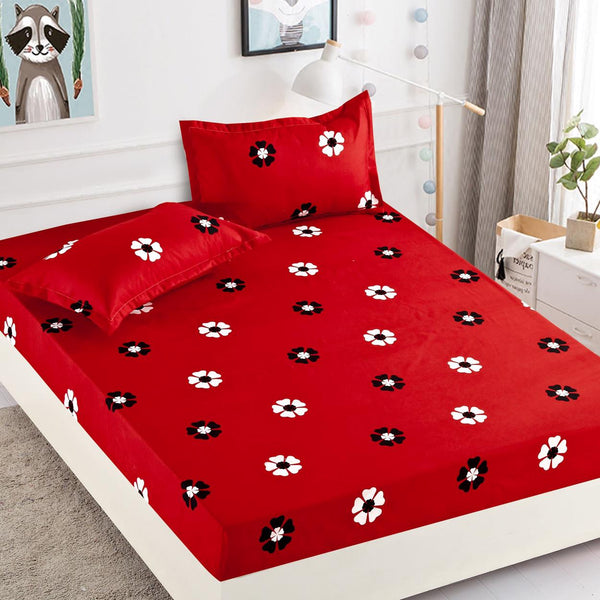  Huse cu Elastic Bumbac Finet o Persoana Rosu Flori CFS24