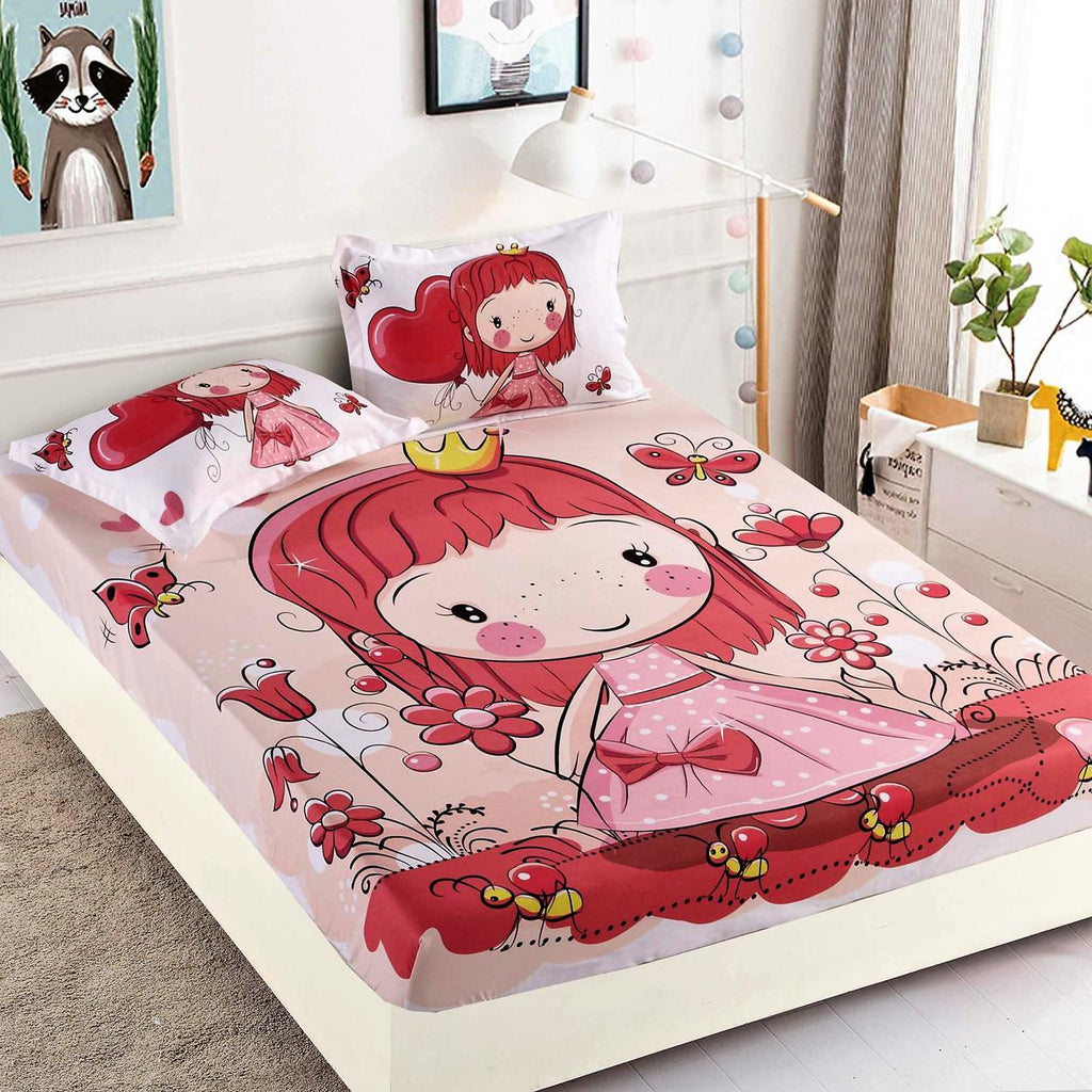 Huse Pat cu Elastic Bumbac Finet Pat Dublu Roz Fetite CFJ229