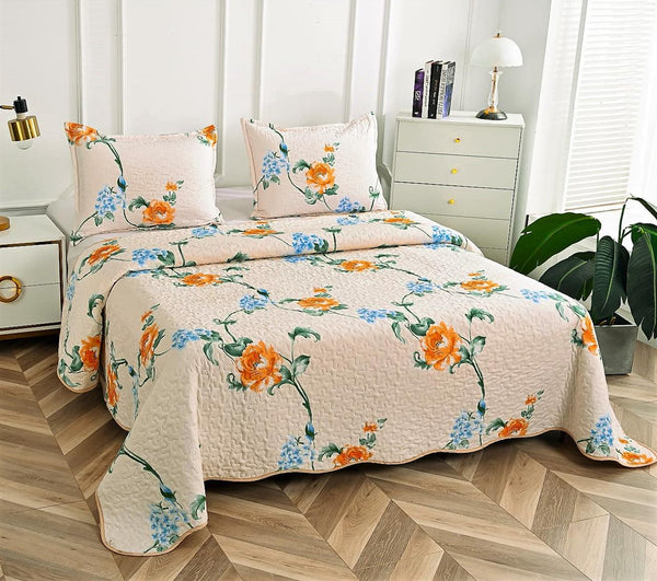 Cuverturi de Pat Matlasate 1+1 Gratis Crem Flori CM256A