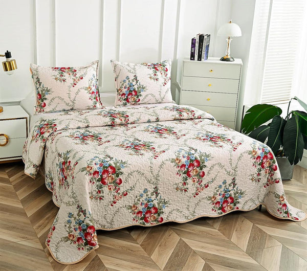 Cuverturi de Pat Matlasate 1+1 Gratis Crem Flori CM256B