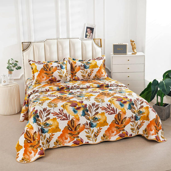 Cuverturi de Pat Matlasate 1+1 Gratis Galbene Frunze CM320B