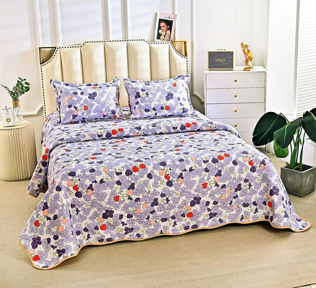 Cuverturi de Pat Matlasate 1+1 Gratis Lila Floral CM324B