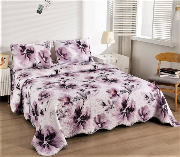 Cuverturi de Pat Matlasate 1+1 Gratis Violet Flori CM212A