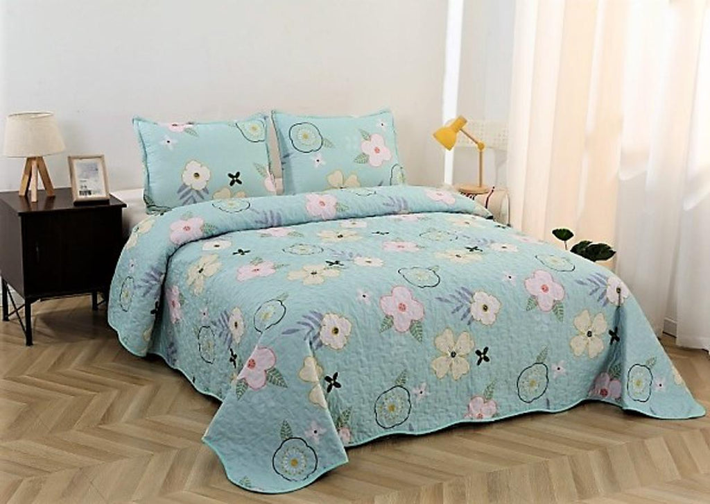 Cuverturi de Pat Matlasate 1+1 Gratis Bleu Floral CY41
