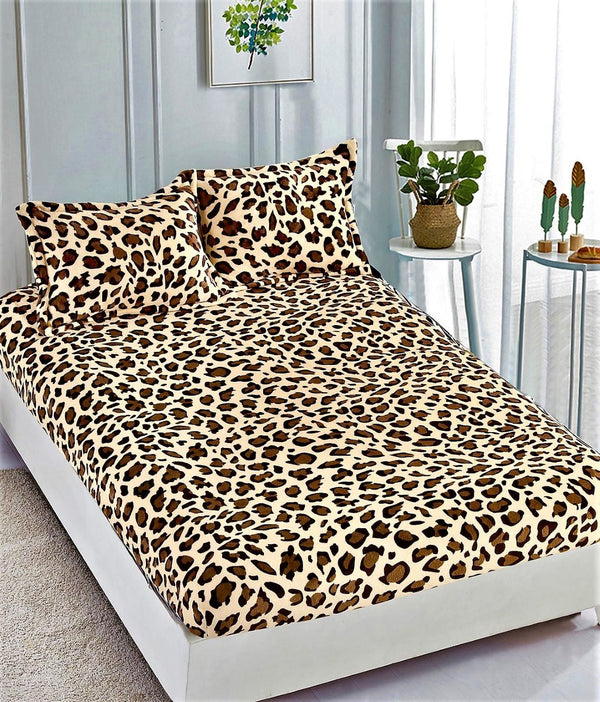 Huse de Pat cu Elastic Cocolino 160X200 Bej Animal Print CCJ37