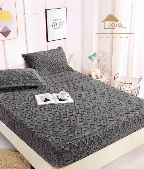 Huse de Pat cu Elastic Cocolino 160X200 Gri Inchis Tip Sherpa CCJ202