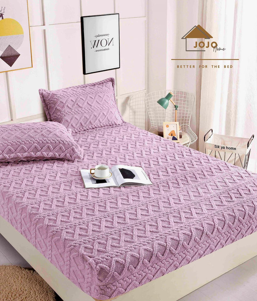 Huse de Pat cu Elastic Cocolino 160X200 Mov Lila Tip Sherpa CCJ204