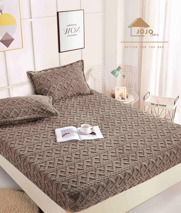 Huse de Pat cu Elastic Cocolino 160X200 Cappuccino Tip Sherpa CCJ201