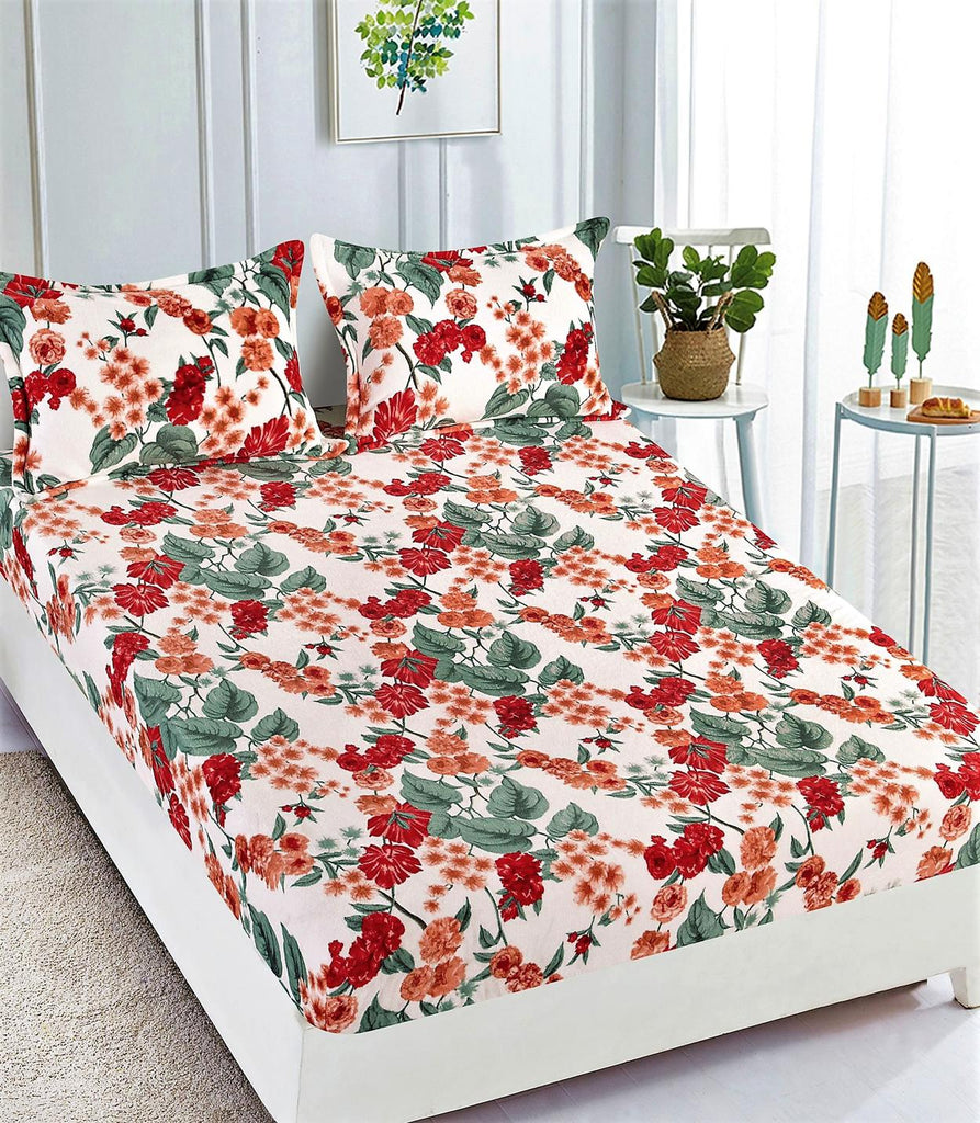 Huse de Pat cu Elastic Cocolino 160X200 Rosii Floral CCJ62