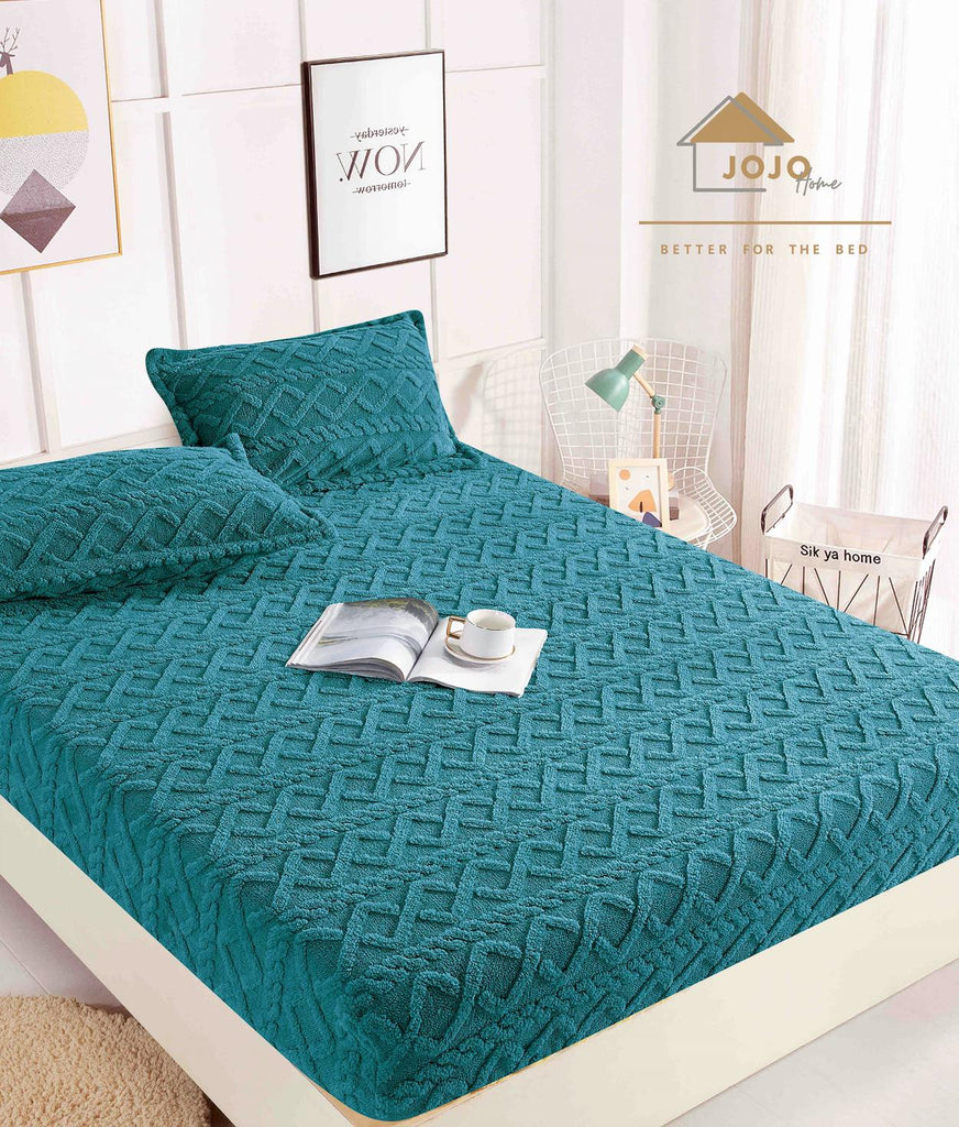 Huse de Pat cu Elastic Cocolino 160X200 Turcoaz Tip Sherpa CCJ203