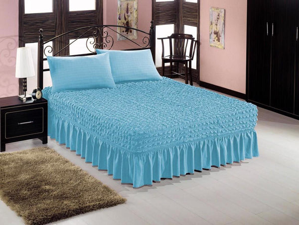 Husa Elastica Pat Matrimonial Bleu H6BL