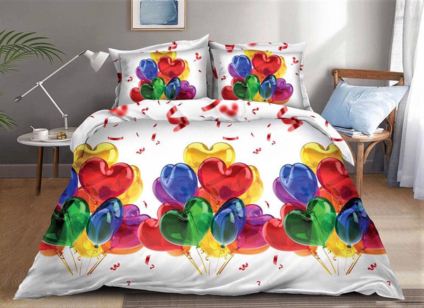 Lenjerii 3D 1+1 Gratis Pucioasa 4 Piese Baloane Multicolore pe Alb D548