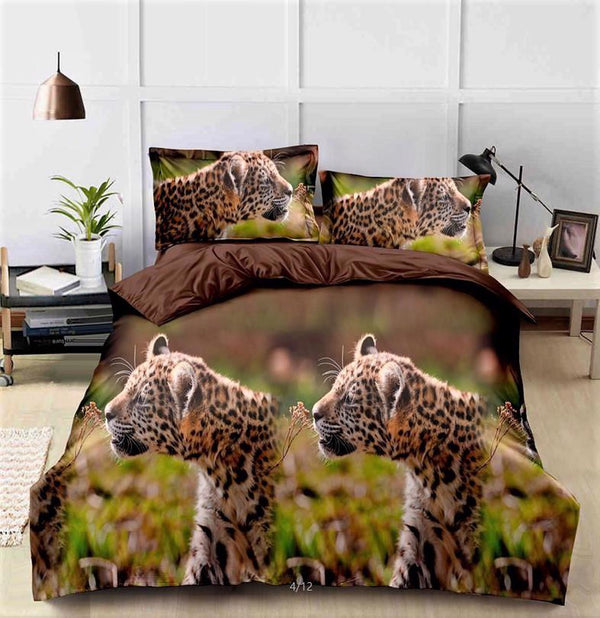Lenjerii 3D 1+1 Gratis Pucioasa 4 Piese Leoparzi pe Maro D551