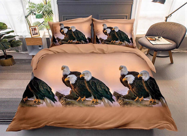 Lenjerii 3D 1+1 Gratis Pucioasa 4 Piese Vulturi pe Maro D554