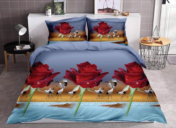 Lenjerii 3D 1+1 Gratis Pucioasa 4 Piese Trandafiri pe fundal Multicolor D481