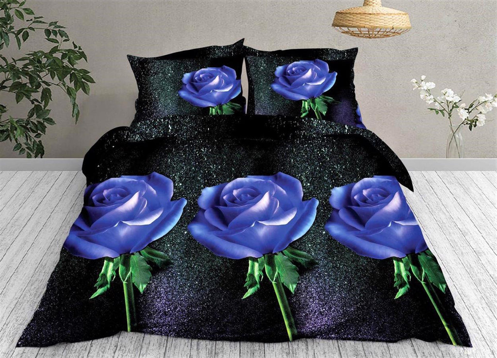 Lenjerii 3D 1+1 Gratis Pucioasa 4 Piese Trandafiri pe Negru D532