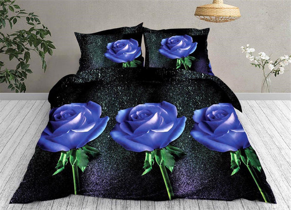 Lenjerii 3D 1+1 Gratis Pucioasa 4 Piese Trandafiri pe Negru D532