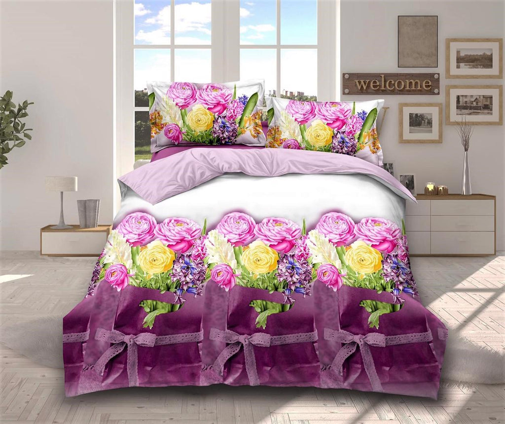 Lenjerii 3D 1+1 Gratis Pucioasa 4 Piese Floral pe Roz D544