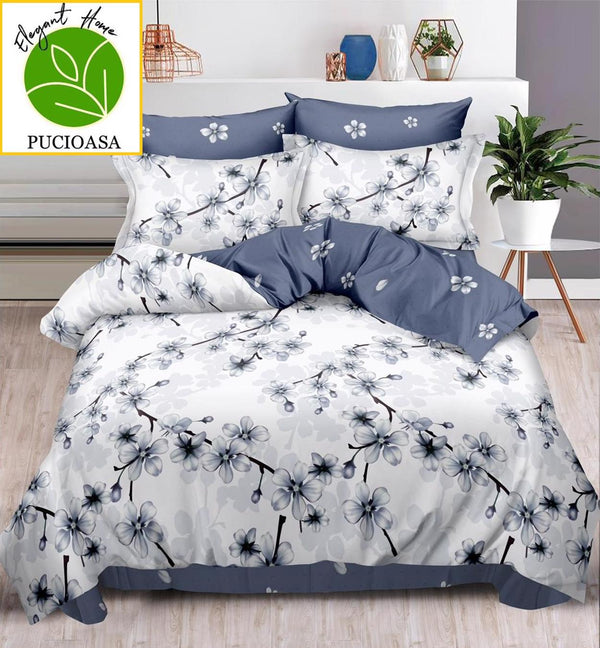 Lenjerii Finet Pucioasa Pat Dublu Albastru Floral BF457