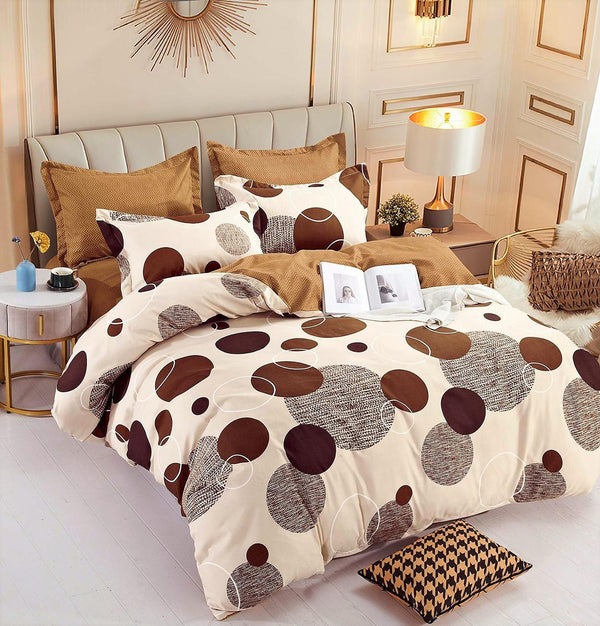 Lenjerii Bumbac Finet Satinat Pat Dublu Maro Geometric BFJ234