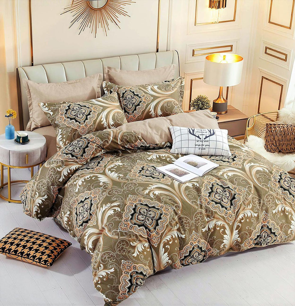 Lenjerii Bumbac Finet Satinat Pat Dublu Maro Oriental BFJ241