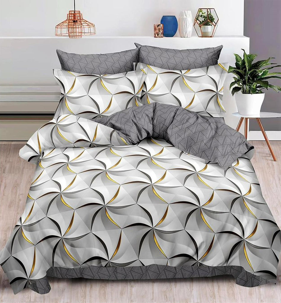 Lenjerii Bumbac Finet Satinat Pat Dublu Gri Abstract BF478