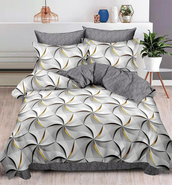 Lenjerii Bumbac Finet Satinat Pat Dublu Gri Abstract BF478
