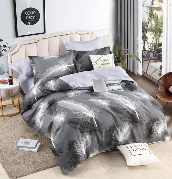 Lenjerii Finet Satinat Pat Dublu Gri Pene BFJ36