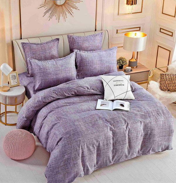 Lenjerii Bumbac Finet Satinat Pat Dublu Simpla Mov BFJ260